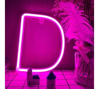 Lettre LED Lettre D Neon Sign Lights Lettre Alphabet Lettre Marquee Signs Lettre Neon Night Lights Batterie et USB Mots-Neon Mots Néon Mots Feux de mur pour Noël Anniversaire Mariage Bar Chambre (D)