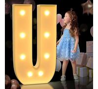 Lettre LED S Alphabet Up Signe pour La Maison Fête Anniversaire Mariage LED Lettre Lampe De Noël Maison Bar Décoration, U, 100CM