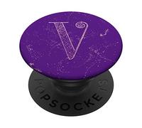 Lettre Lettre majuscule élégante V violette PopSockets PopGrip Interchangeable
