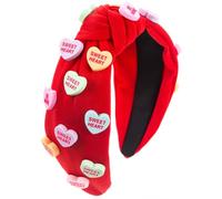 Lettre Love Accessoires Bandeau Femmes Large Bord Nœud Solide Couleur Tissu Accessoires Cheveux Rouge