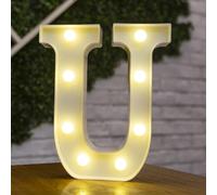 Lettre Lumineuse Majuscule Décorative En Plastique 22 Cm (U) Pour Décoration De La Maison Avec Lumières Led De Couleur Blanche