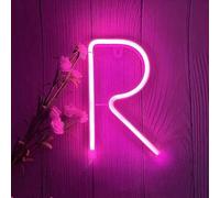 Lettre lumineuse néon rose personnalisable pour chambre, esthétique, fonctionne à piles, lettres personnalisables pour décoration de mariage, café, art mural, arrière-plan de fête (lettres R)