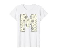 Lettre M Alphabet céleste Initiale Monogramme T-Shirt Graphique avec Valeur, Femme, Blanc, S