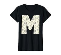 Lettre M Alphabet céleste Initiale Monogramme T-Shirt Graphique avec Valeur, Femme, Noir, S