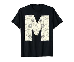 Lettre M Alphabet céleste Initiale Monogramme T-Shirt Graphique avec Valeur, Homme, Noir, S