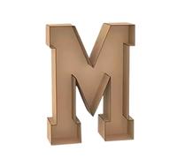 Lettre M décorative 3D en bois, hauteur 1 m, couleur marron, pour décoration