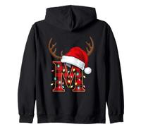 Lettre M Plaid Holiday Bois de cerf Lumières Sweat à Capuche