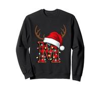 Lettre M Plaid Holiday Bois de cerf Lumières Sweatshirt