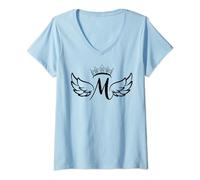 Lettre M Reine M Lettre M Couronne Alphabet Majuscule M Monogramme T-Shirt avec Col en V