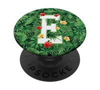 Lettre Majuscule E Monogramme Initiale Fleur Jardinier PopSockets PopGrip Adhésif