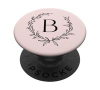 Lettre Majuscule Rose pâle/Rose Clair Monogramme B Initiale B PopSockets PopGrip Adhésif