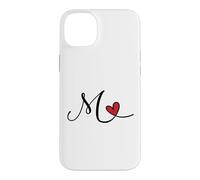 Lettre Monogramme cœur Initiale M Cadeau Coque pour iPhone 14 Plus