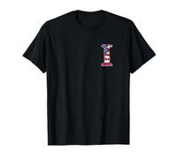 Lettre Monogramme de Famille Patriotique avec Drapeau américain T-Shirt