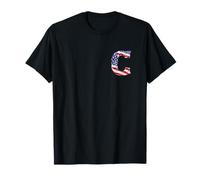 Lettre Monogramme familiale Patriotique Initiale C Drapeau américain T-Shirt