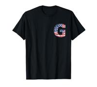 Lettre Monogramme familiale Patriotique Initiale G Drapeau américain T-Shirt