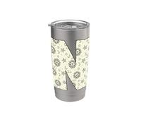Lettre N Céleste Soleil Lune Alphabet Vintage Gobelet isotherme en acier inoxydable double paroi