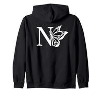 Lettre N Majuscule Alphabet Papillon Monogramme Initiale N Sweat à Capuche