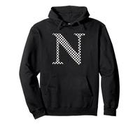 Lettre N Monogramme Initiale à Carreaux Noirs et Blancs Sweat à Capuche