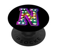 Lettre N pour chapiteau avec Motif Animal coloré PopSockets PopGrip Adhésif
