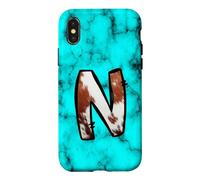 Lettre N Western Monogram Ranch Art en Cuir de Vache Coque pour iPhone X/XS