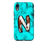 Lettre N Western Monogram Ranch Art en Cuir de Vache Coque pour iPhone XR