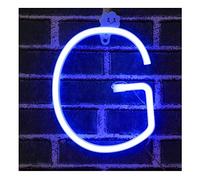 Lettre Néons, LED Neon Night Light Neon Lights Mur de Veilleuse Décorative pour Enfants Chambre Batterie USB Bleu (G)