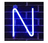 Lettre Néons, LED Neon Night Light Neon Lights Mur de Veilleuse Décorative pour Enfants Chambre Batterie USB Bleu (N)