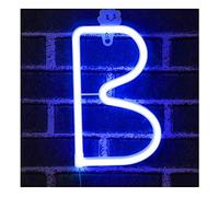 Lettre Néons, LED Neon Night Light Neon Lights Mur de Veilleuse Décorative pour Enfants Chambre Batterie USB Bleu (B)