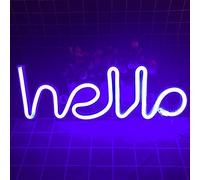 Lettre Néons, LED Neon Signs Night Light Hello Neon Lights pour les Enfants de Chambre à Coucher à Piles Fonctionnant par USB (Mauve)