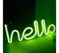 Lettre Néons, LED Neon Signs Night Light Hello Neon Lights pour les Enfants de Chambre à Coucher à Piles Fonctionnant par USB (Vert)