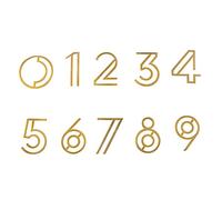 Lettre numérique de l'alphabet numéro de porte, décoration murale creuse dorée de 7 cm, plaque en laiton, plaque en laiton, pour dortoir, maison et bureau (numéro 2)