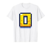 Lettre O 8 Bits Pixel Alphabet Initiale T-Shirt Graphique avec Valeur, Homme, Blanc, M