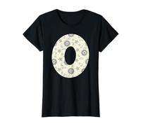 Lettre O Alphabet céleste Initiale Monogramme T-Shirt Graphique avec Valeur, Femme, Noir, M