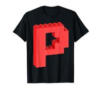Lettre P Alphabet Monogramme Initiale ABC Briques de Construction T-Shirt