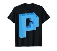 Lettre P Alphabet Monogramme Initiale ABC Briques de Construction T-Shirt