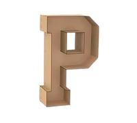 Lettre P décorative 3D en bois, hauteur 100 cm, design industriel, couleur naturelle
