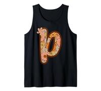 Lettre P Florale rétro bohème botanique Alphabet Art Débardeur