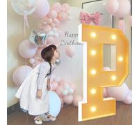 Lettre P lumineuse à LED pour chapiteau 120 cm - Cadre prédécoupé - Lettres lumineuses géantes pour chapiteau de maternelle, maternelle, lycée