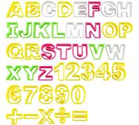 Lettre Pâte à Sucre, ilauke 41 Pcs Alphabet Nombre Découpoirs Emporte Pièces Tampon Pâtisserie Plastiques Enfant, 3D Moule Cookies Stamp pour Gâteau, Biscuits Message, Fondant
