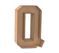 Lettre Q décorative en bois 3D, 1 mètre de haut, couleur marron clair