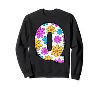 Lettre Q Floral Daisy Retro Alphabet Graphic Sweatshirt