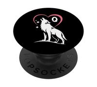Lettre Q Monogramme avec un loup mignon et un cœur PopSockets PopGrip Adhésif