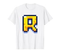 Lettre R 8 Bits Pixel Alphabet Initiale T-Shirt Graphique avec Valeur, Homme, Blanc, M