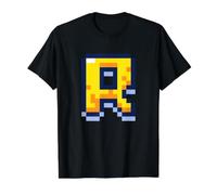 Lettre R 8 Bits Pixel Alphabet Initiale T-Shirt Graphique avec Valeur, Homme, Noir, S