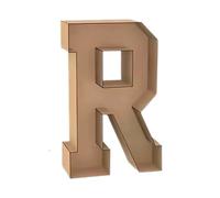 Lettre R décorative 3D en bois, hauteur 100 cm, couleur bois naturel