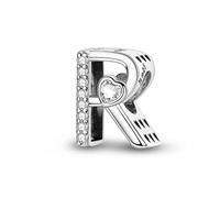 Lettre r et breloque coeur, accessoire de bracelet à breloques en argent sterling 925, compatible avec le collier bracelet pandora, cadeau pour femme