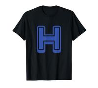 Lettre rétro en Gras Bleu - H - Contour - Alphabet T-Shirt