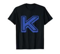 Lettre rétro en Gras Bleu - K - Contour - Alphabet T-Shirt