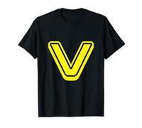 Lettre rétro en Gras Jaune - V - Contour - Alphabet T-Shirt