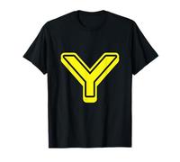 Lettre rétro en Gras Jaune - Y - Contour - Alphabet T-Shirt